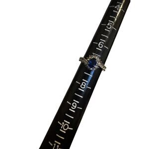 Silver and blue fancy statement ring size 7